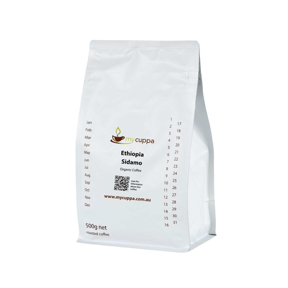 500g bag Ethiopia Organic single origin mycuppa coffee
