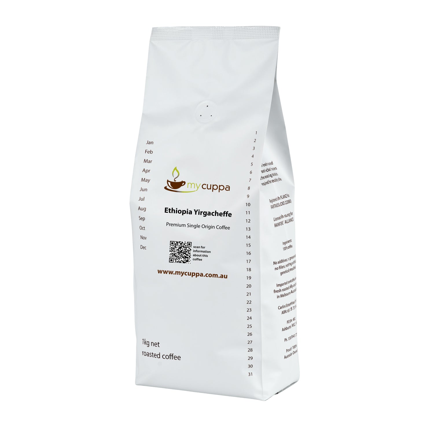 mycuppa Yirgacheffe single origin coffee 1kg pack