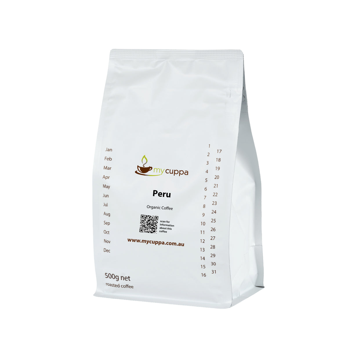 500g bag of mycuppa Peru Organic coffee