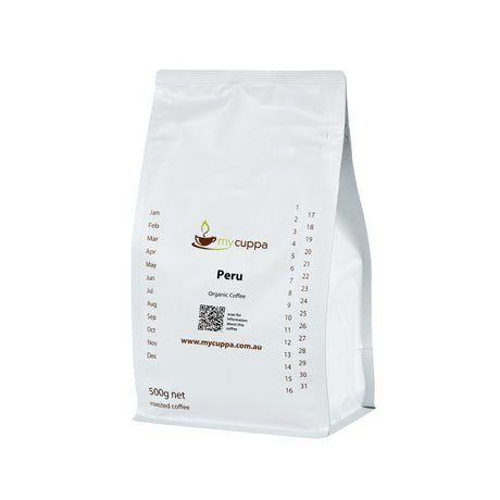 500g bag of mycuppa Peru Organic coffee