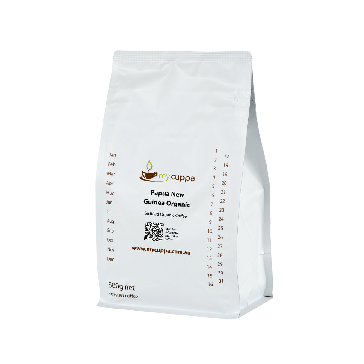 500g pack of mycuppa Papua New Guinea Organic coffee