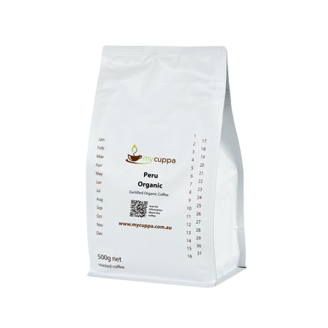 500g bag of mycuppa Peru Organic coffee