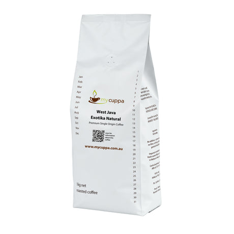 myCuppa West Java Exotika Natural coffee beans 1kg pack