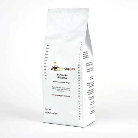 mycuppa Ethiopia Sidamo 1kg pack of fresh roasted single origin coffee