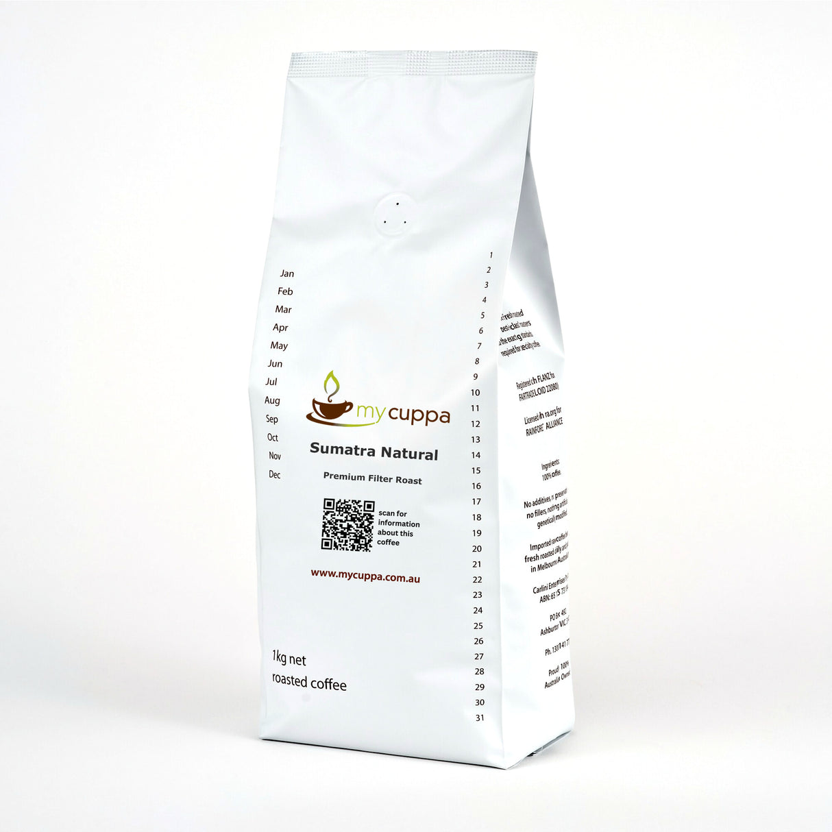 myCuppa Sumatra Filter Roast 1kg coffee bag 